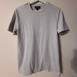 Express Men White Striped Short Sleeve Tee in Small size